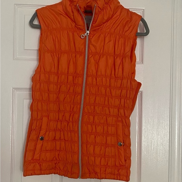 Marc New York Andrew Marc Orange Quilted Puffer Vest Side Snap Pockets Size L - Picture 1 of 5